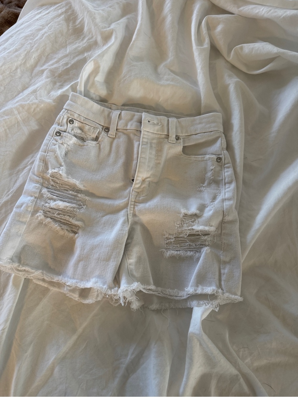 American Eagle White Curvy Hi-Rise Shortie